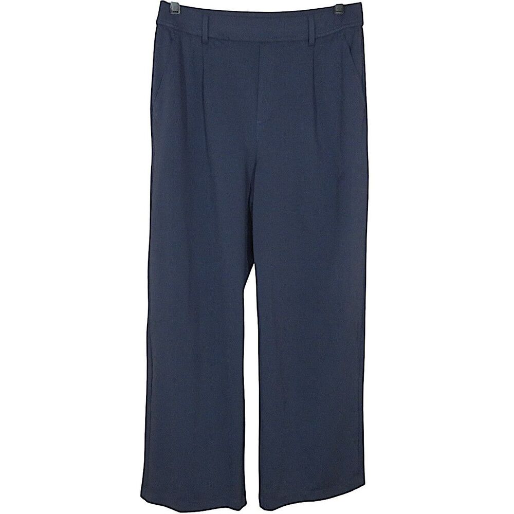 Halara Flex DayStretch Navy High Waist Pleated Pull On Pocket Pants Size Medium - Picture 2 of 9